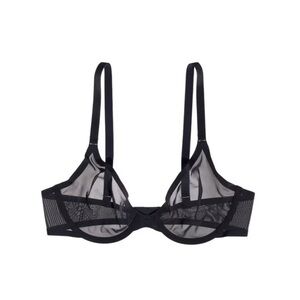 CUUP Black Mesh The Plunge Bra Size 30G